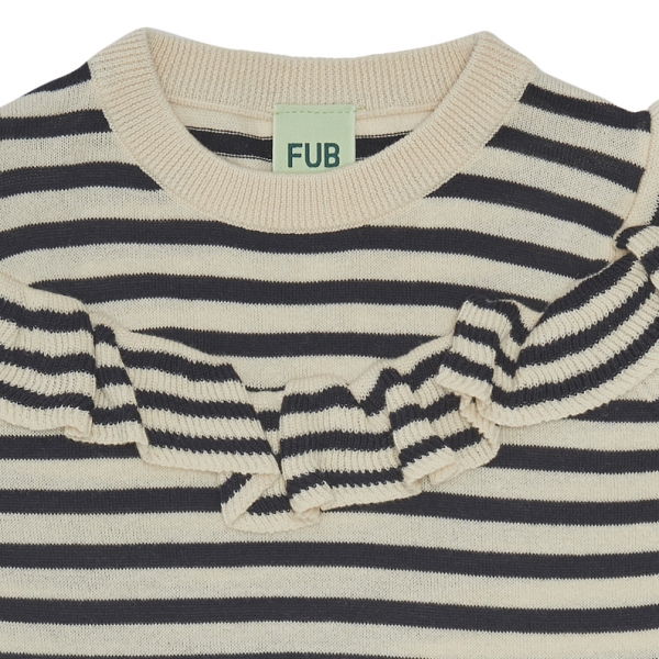 FUB Strickpullover kurzarm - ecru navy